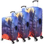 Bagacar Balkabağı Büyük Orta Kabin Boy Için 3 Lü Valiz Kılıfı - Eflatun - 3lü set