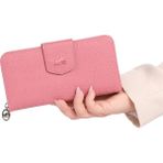 Bagacar Bozuk Para Bölmeli Dikdörtgen Kullanışlı Cüzdan Pembe
