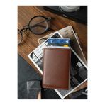 Bagacar Camel Unisex Hakiki Deri Mekanizmalı Otomatik Kızaklı Kartlık Cüzdan Camel Standart Unisex