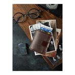 Bagacar DG02 Hakiki Deri Çıtçıtlı Mekanizmalı Cüzdan Kahverengi Standart Unisex Kartlık