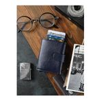 Bagacar DG02 Hakiki Deri Çıtçıtlı Mekanizmalı Cüzdan Lacivert Standart Unisex Kartlık