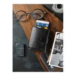 Bagacar DG02 Hakiki Deri Çıtçıtlı Mekanizmalı Cüzdan Standart Siyah Unisex Kartlık