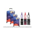 Bagacar Kalp 3lü Set Valiz Kılıfı, 3 lü Valiz Kemeri, 3lü Valiz Etiketi (Bal Kabağı)
