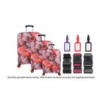 Bagacar Kalp 3lü Set Valiz Kılıfı, 3 lü Valiz Kemeri, 3lü Valiz Etiketi (Denizci Mavi)