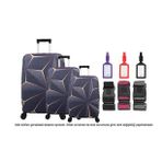 Bagacar Kalp 3lü Set Valiz Kılıfı, 3 lü Valiz Kemeri, 3lü Valiz Etiketi (Gri - Buz) (Gri-Buz)