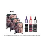 Bagacar Kalp 3lü Set Valiz Kılıfı, 3 lü Valiz Kemeri, 3lü Valiz Etiketi (Zümrüt Yeşili-Altın)