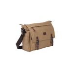 Bagacar Kanvas Kumaş Laptop Bölmeli Unisex Çapraz Çanta Bej