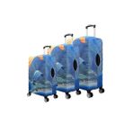 Bagacar Relax Büyük Orta Kabin Boy için 3 lü Valiz Kılıfı (Turkuaz)