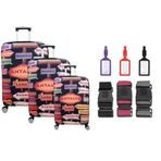 Bagacar Şehirler2 3Lü Set Valiz Kılıfı, 3 Lü Valiz Kemeri, 3Lü Valiz Etiketi