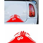 Bagajdan Bakan Gözler Sticker Araba Oto Motosiklet Karavan Sticker 00656 - 30x12 Cm - Kırmızı