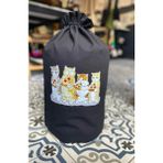 Bagand Pizza Yiyen Kediler Baskılı Siyah Damacana Kılıfı