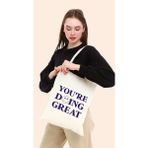 Bagand You're Doing Great Baskılı Ham Bez Çanta - Bej