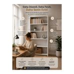 BAGAX 80x160x30 cm Açık Raflı Kitaplık Modern Çok Amaçlı 5 Raflı Kitaplık