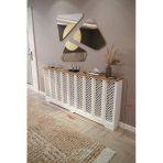 Bagax Petek Üstü Dekoratif Dresuar – Kalorifer Gizleme Antre Konsolu | Dar Alanlar İçin Modern ( İç 176) ( Dış 180 Cm) D7 Petek 176 Beyaz Üstü Çam D7