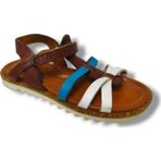 Bagcı 3069-20 Çapraz Şerit Cırtlı Kız Çocuk Sandalet Kahve Beyaz 26-30