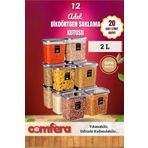 BAGER MARKET Comfera 12’li 24 Parça Dikdörtgen Erzak,bakliyat, Saklama Kabı Seti, Ekonomik Set 12 X 2 L