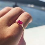 Baget Altın Tektaş Yüzük - 14 Ayar Altın 1.10 Karat Tektaş Ruby Taşlı Evlilik Teklifi Yüzüğü