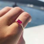 Baget Altın Tektaş Yüzük - 14 Ayar Altın 1.10 Karat Tektaş Ruby Taşlı Evlilik Teklifi Yüzüğü