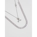 Baget Işıltısı 18 Ayar Beyaz Altın Kaplama Ayarlanabilir Gümüş Choker Kolye