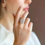 Baget Kesimli Sky Diamond Gümüş Yüzük
