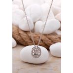Baget Oval Rodyumlu Gümüş Kolye 7721
