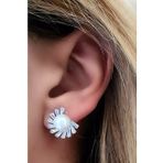 Baget Taşlı Gümüş İnci Küpe