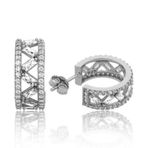 Baget Taşlı Halka Gümüş Küpe