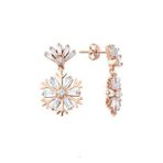 Baget Taşlı Kar Tanesi Gümüş Küpe Gms2119