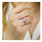 Baget Taşlı Pırlanta Montürlü 925 Ayar Gümüş Yüzük