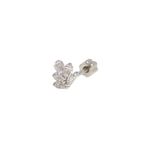BAGET YAPRAK GÜMÜŞ TRAGUS PIERCING - RODYUM BEYAZ