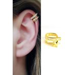 Baget Zirkon Taş Detaylı 925 Ayar Gümüş Altın Trend Sıkıştırmalı Earcuff Kıkırdak Küpesi