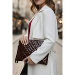 Bagfoni Grafina Acı Kahverengi Rugan Parlak Geometrik Desenli Portföy Clutch El Çantası 25x19 Cm