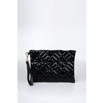 Bagfoni Kadın Siyah Rugan Geometrik Desenli Portföy Clutch El Çantası