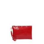 Bagfoni Kırmızı Kroko Desenli El Askılı Portföy Clutch Çanta