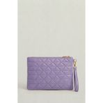 Bagfoni Lila Üçgen Desenli Portföy Clutch El Çantası
