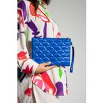 Bagfoni Saks Mavi Üçgen Desenli Portföy Clutch El Çantası