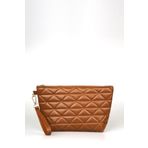 Bagfoni Taba Üçgen Desenli Seyahat Kozmetik Plaj Makyaj Clutch El Çantası Organizatör Makeup Bag