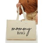 Bagg Mommy Bag Baskılı Bez Çanta Ekru