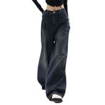Baggy Jeans Bayan Low Waist Boyfriend Y2k kot pantolon Hip Hop Straight Vintage Denim pantolon geniş bacak bol sokak giyimi slip kot günlük pantolon, E, S