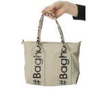 Baghashtag Bej Mini Su Geçirmez Kulp Yazılı Tote Çanta