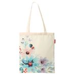 Baghashtag Canlı Çiçekler Baskılı Bez Çanta - Krem - 38x42