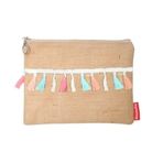 Baghashtag Fosforlu Renkli Pon Pon Püsküllü Jüt Clutch Bez Çanta