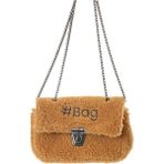 Baghashtag Krem Siyah Mini Peluş Çanta Metal Zincir Kulp ile Şık Görünüm Sunuyor - Minik