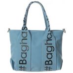Baghashtag Mavi Mini Su Geçirmez Kulp Yazılı Tote Çanta - 27x27x7
