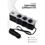 Baghes Araç Çakmaklık Çoklayıcı – USB Çıkışlı 3’lü Oto Çakmak Soketi (12V/24V)