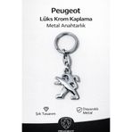 Baghes Yüksek Kaliteli Peugeot Logolu Lüks Krom Kaplama 9.5x3.5 cm Şık Hediyelik Araç Anahtarlığı