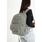 Baginn 571 Collection Klinkır Kumaş Lise Üniversite Çantası 45 x 30 cm Çok Cepli - Gri