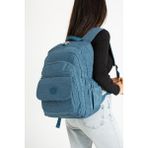Baginn 571 Collection Klinkır Kumaş Lise Üniversite Çantası 45 x 30 cm Çok Cepli - Mavi