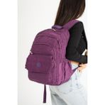 Baginn 571 Collection Klinkır Kumaş Lise Üniversite Çantası 45 x 30 cm Çok Cepli - Mor