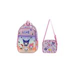 Baginn İlkokul Çantası Kuromi 2'li Set 40*30 Cm Beslenme Çantası Ortopedik Sırt Çantası Kız Çocuk